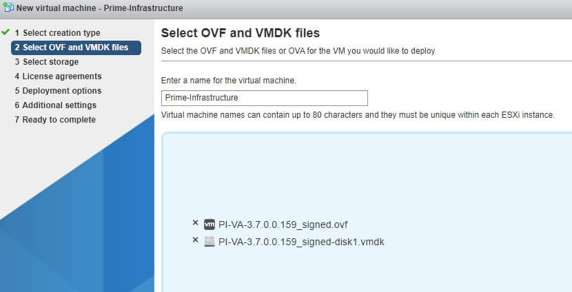 Select OVF and VMDK files