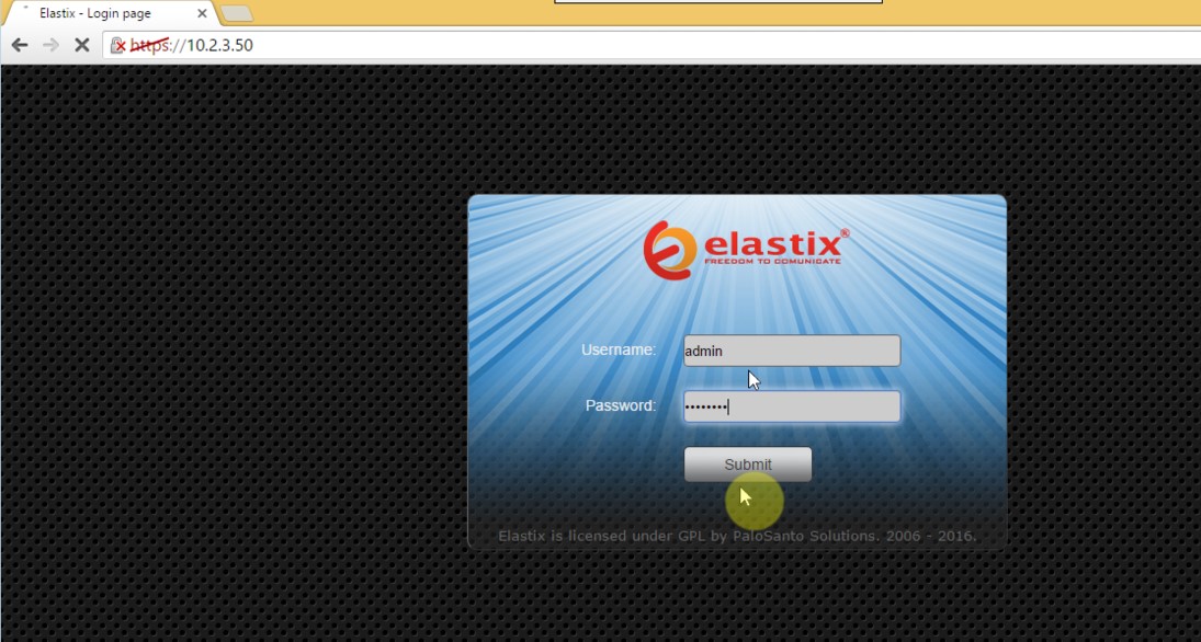 Elastix Web access